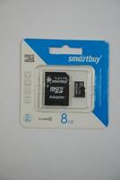 Карта памяти MicroSDHC 8Gb (Class 10) SmartBuy + Адаптер SD