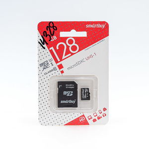 Карта памяти MicroSDHC 128Gb (Class 10) Smartbuy + адаптер SD