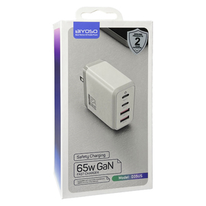 Сетевая 2 Type-C/2 USB зарядка Biyoso D35US 65W (white) (US)